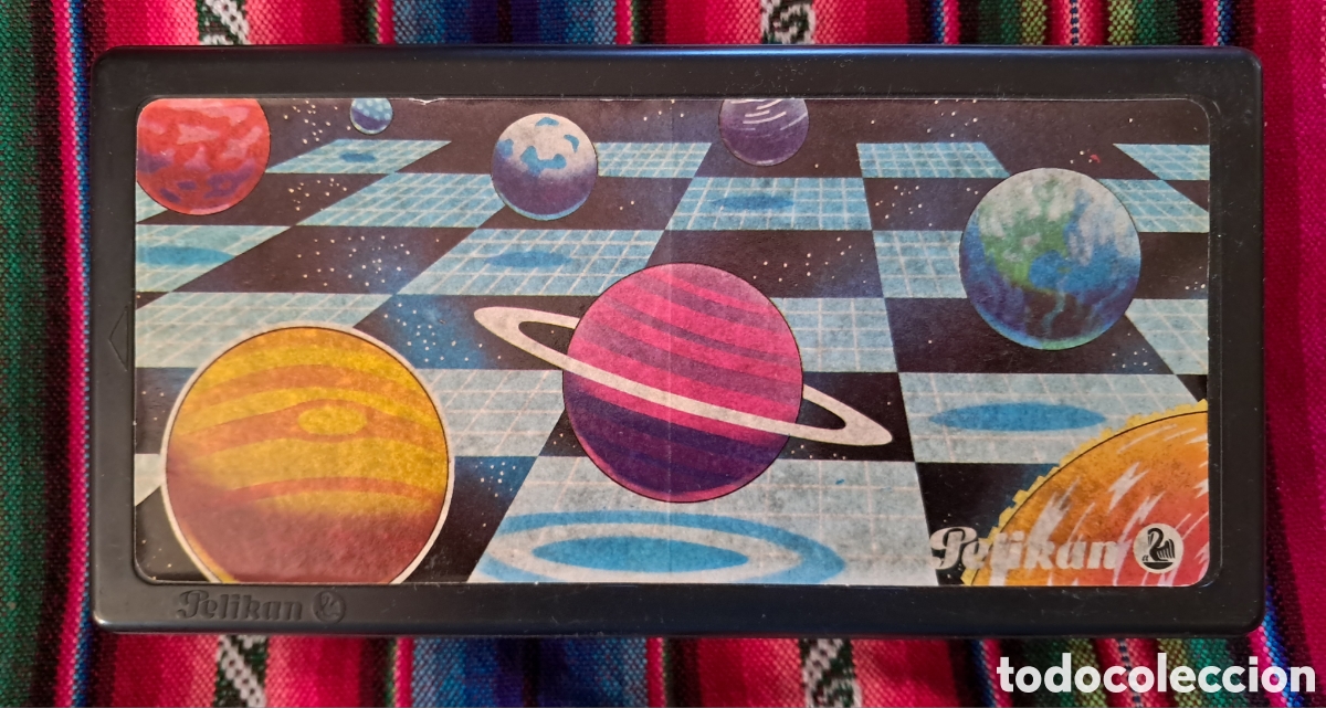 Brinquedos antigos e Jogos de cole&ccedil;&atilde;o: Pelikan. Estuche de dos pisos con decoracion del Universo. A&ntilde;os 80