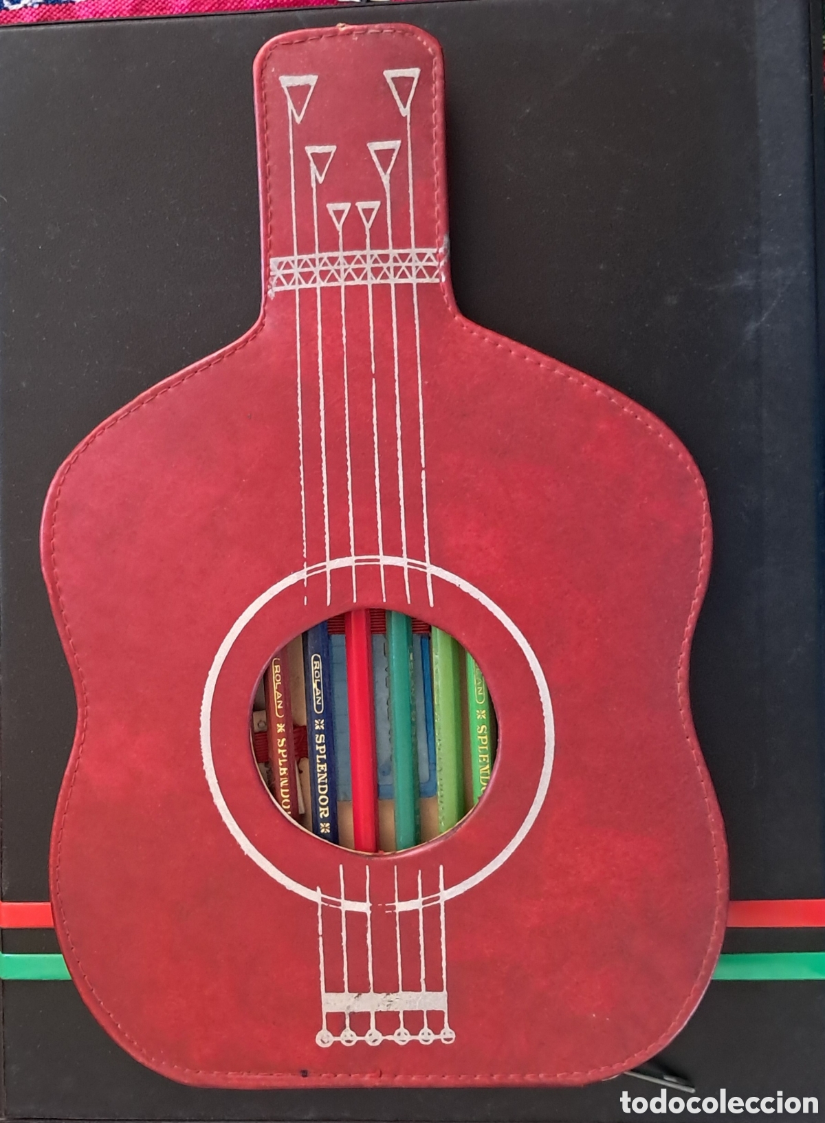 Antique Toys and Collectible Games: Estuche escolar troquelado guitarra. Lapices de colores Splendor, plastilina, reglas... a&ntilde;os 70