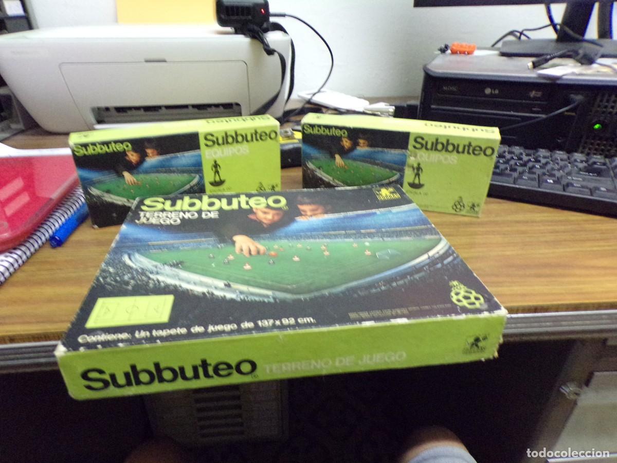 Antique Toys and Collectible Games: conjunto subbuteo borras terreno de juego equipos futbol club barcelona y real madrid buen estado