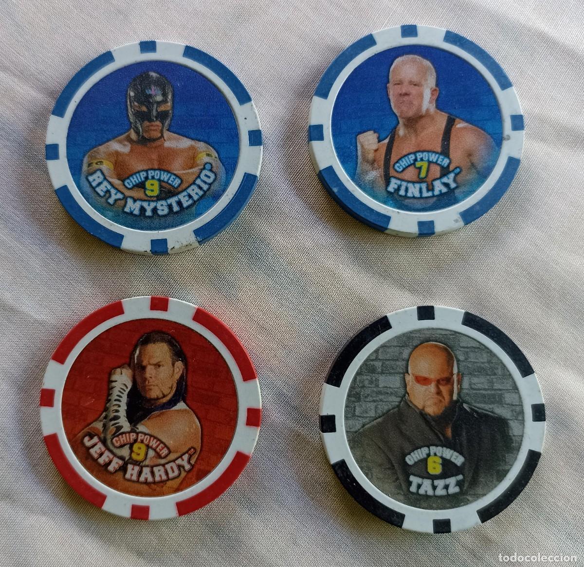 Juguetes antiguos y juegos de colecci&oacute;n: Lote 4 tazos Chipz Power de lucha libre