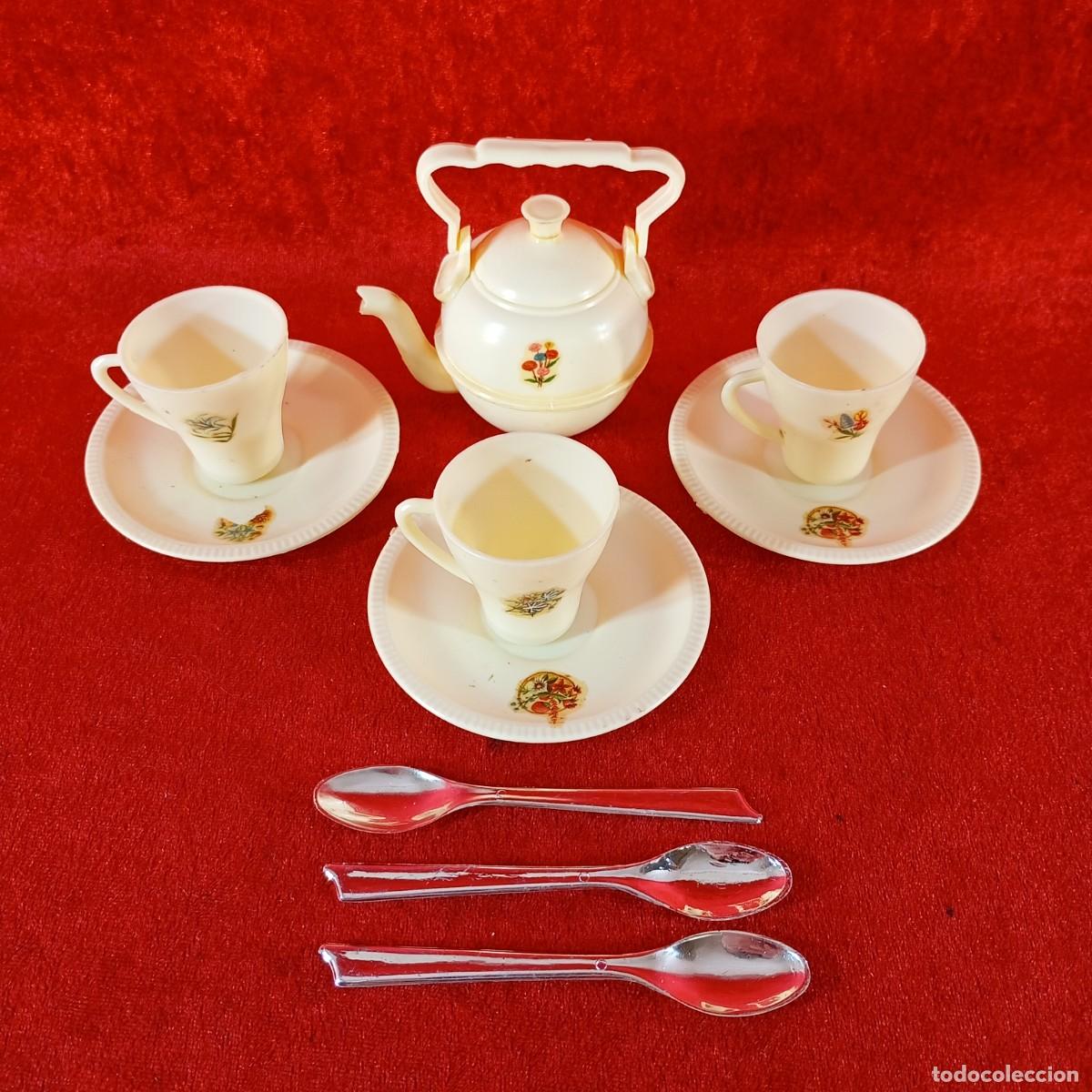 Juguetes antiguos y juegos de colecci&oacute;n: JUEGO DE CAF&Eacute; O T&Eacute; PARA NI&Ntilde;OS CON TETERA, TAZAS Y PLATOS Y CUCHARAS - JUGUETE ANTIGUO