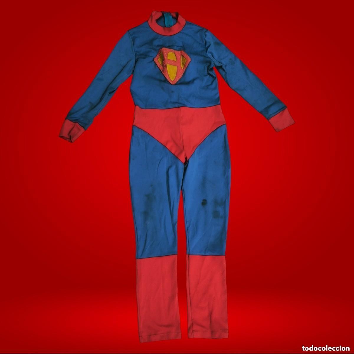 Juguetes antiguos y juegos de colecci&oacute;n: Disfraz Superh&eacute;roe Infantil Azul Y Rojo Con Emblema Pecho