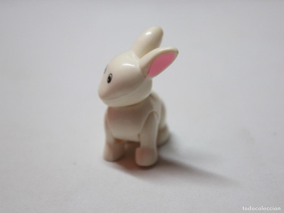 Antique Toys and Collectible Games: Figura conejo blanco articulado juguete animal de granja