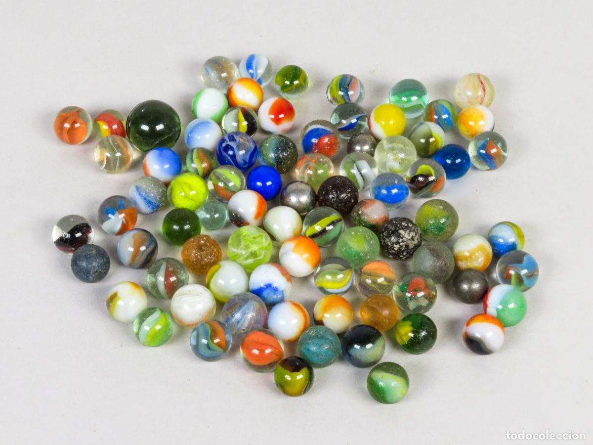 Juguetes antiguos y juegos de colecci&oacute;n: Lote canicas cristal colores a&ntilde;os 70 - 80