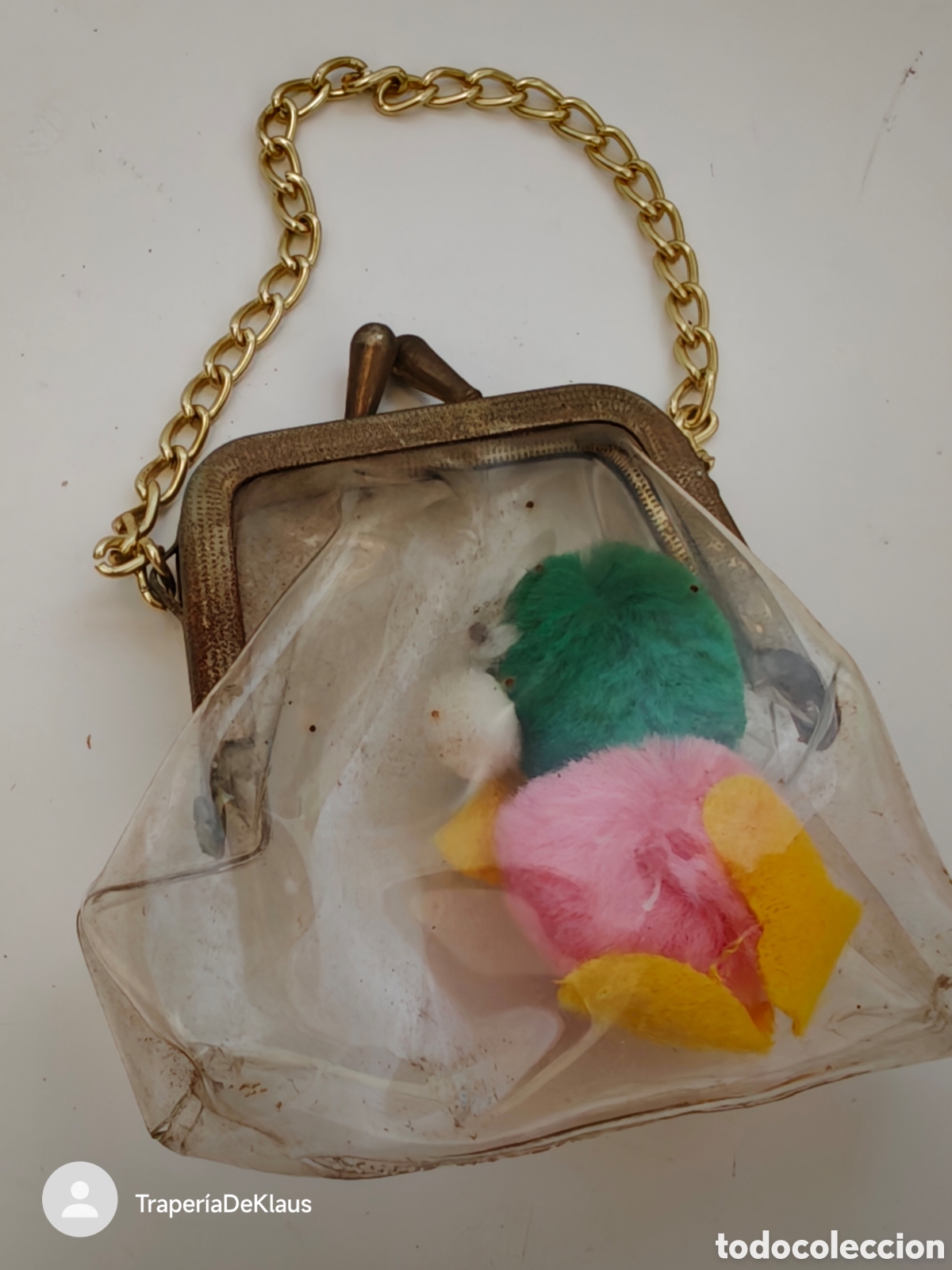 Juguetes antiguos y juegos de colecci&oacute;n: Bolso transparente de pl&aacute;stico con pompones - car141