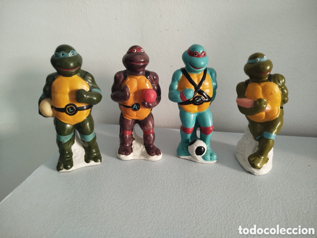 Brinquedos antigos e Jogos de cole&ccedil;&atilde;o: Set 4 Figuras Tortugas Ninja Cer&aacute;mica Deportivas (A&ntilde;os 90) - Vintage Bootleg