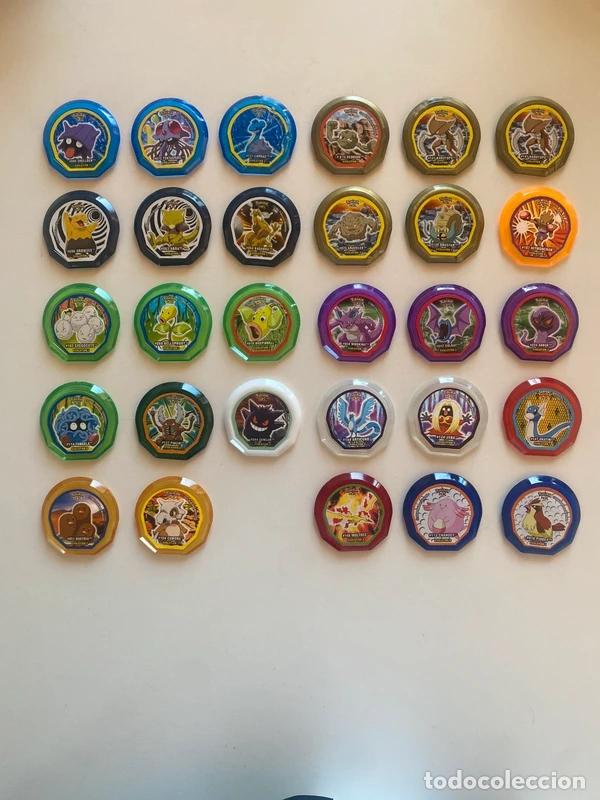 Juguetes antiguos y juegos de colecci&oacute;n: Lote 29 Tazos Pok&eacute;mon Octogonales / Kraks (2005) - Articuno, Moltres, Gengar