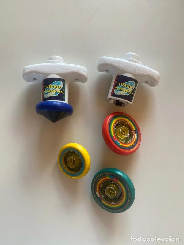 Juguetes antiguos y juegos de colecci&oacute;n: Lote Turbo Peonzas Matutano (1998) - 2 Lanzadores + 4 Peonzas