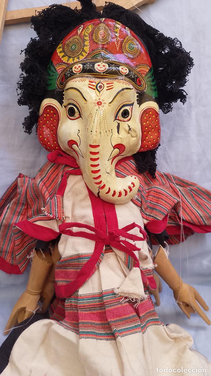 Juguetes antiguos y juegos de colecci&oacute;n: MARIONETA ESTILO HIND&Uacute; DOS CARAS posiblemente de Bhaktapur, Nepal - Ganesh y Bhairav
