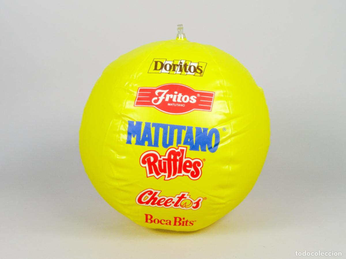 Juguetes antiguos y juegos de colecci&oacute;n: Pelota bal&oacute;n Matutano publicidad Doritos Fritos Rufles Cheetos hinchable a&ntilde;os 80 vintage buen estado