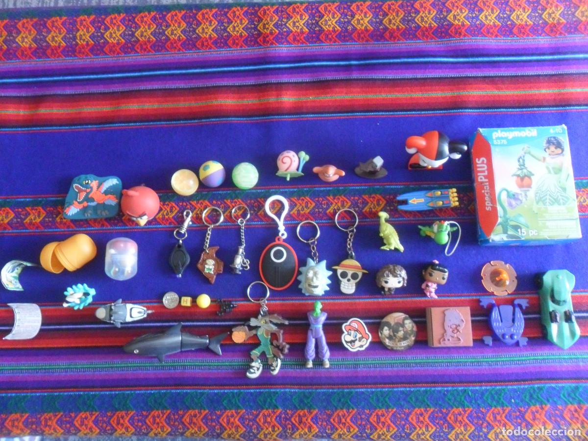 Juguetes antiguos y juegos de colecci&oacute;n: LOTE CAJA PLAYMOBIL KINDER MARIO BROS EL COYOTE JUEGO DEL CALAMAR STRANGER THINGS BOB ESPONJA ETC...