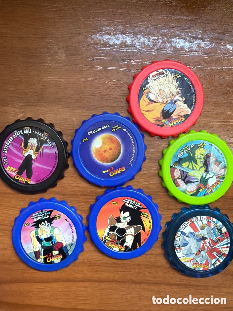 Juguetes antiguos y juegos de colecci&oacute;n: LOTE 7 CHAPS DRAGON BALL Z GT MATUTANO &ndash; TAZOS ORIGINALES 1998 &ndash; N&ordm; 4 19 33 35 55 104 115