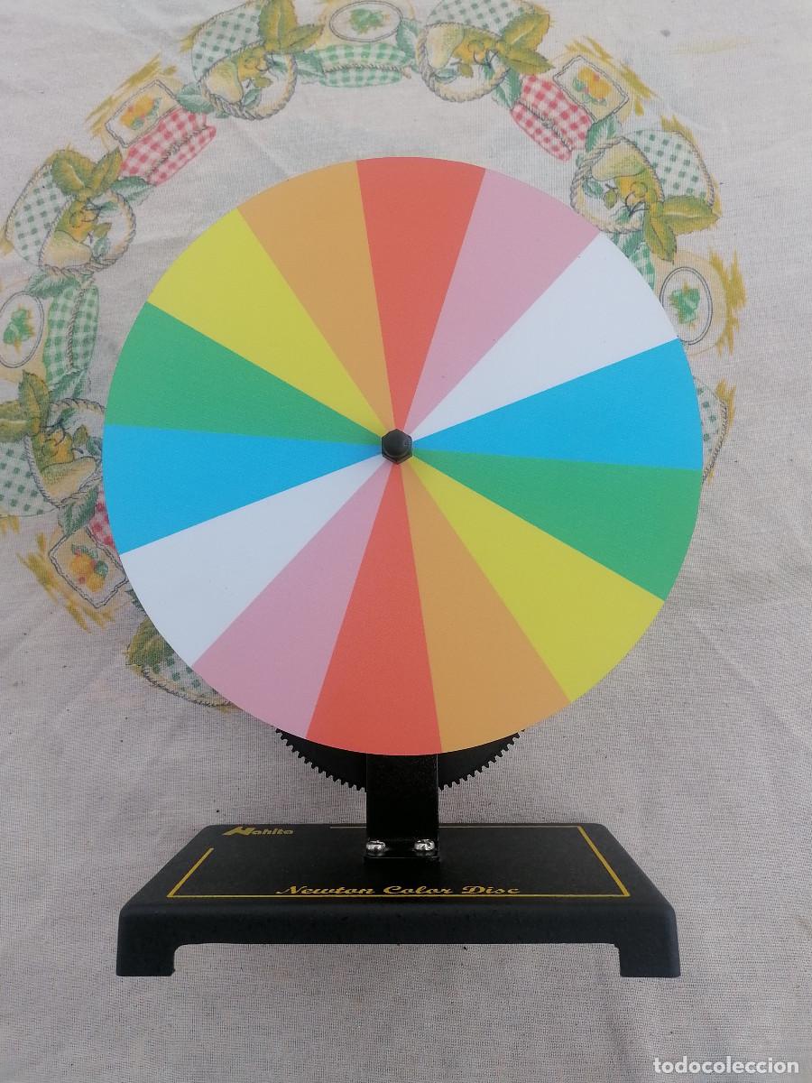 Juguetes antiguos y juegos de colecci&oacute;n: Disco de colores de Newton manivela