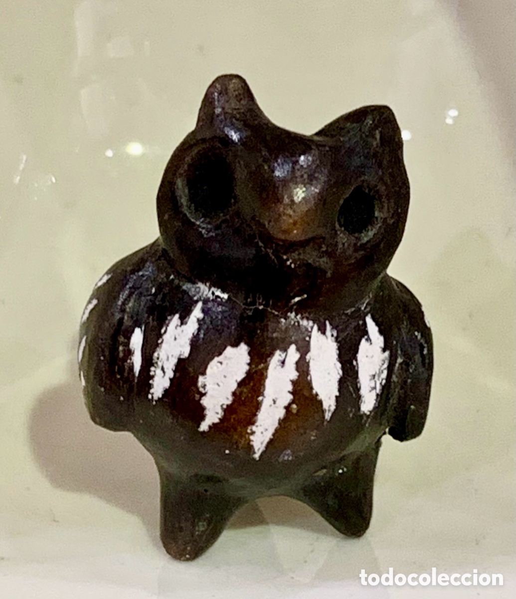 Juguetes antiguos y juegos de colecci&oacute;n: Juguete. Figurita b&uacute;ho. Silbato. Arcilla pintada. A&ntilde;os 80.