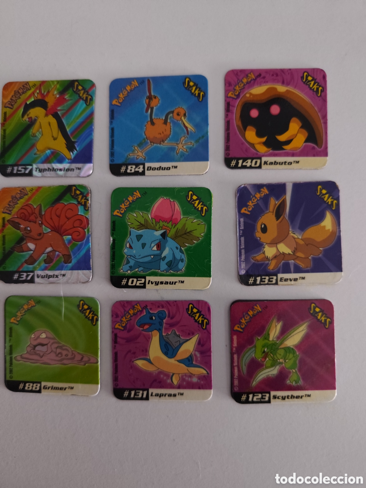 Juguetes antiguos y juegos de colecci&oacute;n: Nueve Stacks Pok&eacute;mon (02 ,37, 84, 88,123, 131 ,133,157 y 140)
