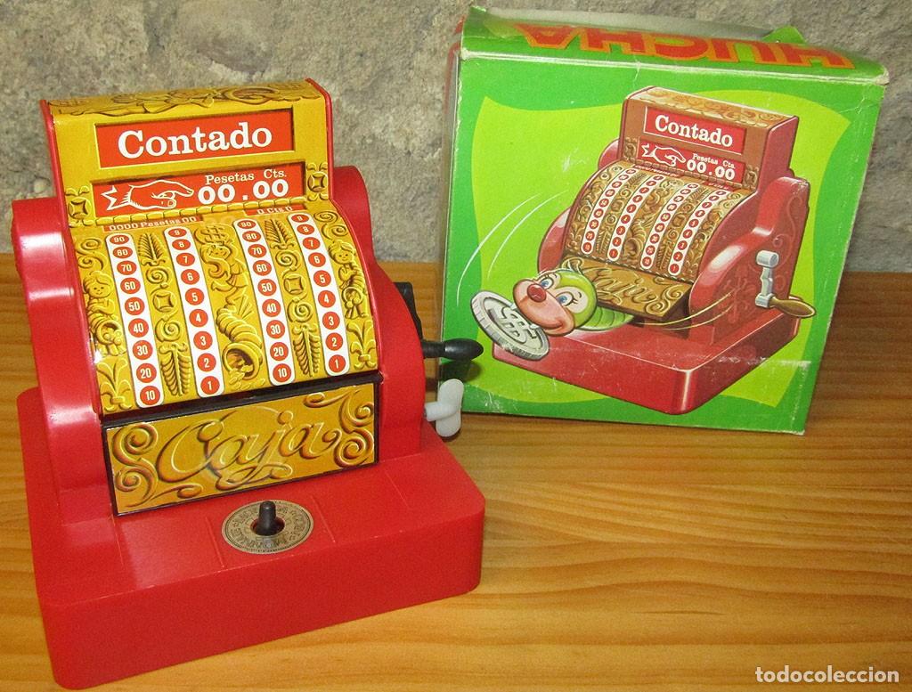 Brinquedos antigos e Jogos de cole&ccedil;&atilde;o: ANTIGUA HUCHA CON RESORTE CAJA REGISTRADORA DE ROMAN - NUEVA, EN SU CAJA Y FUNCIONANDO