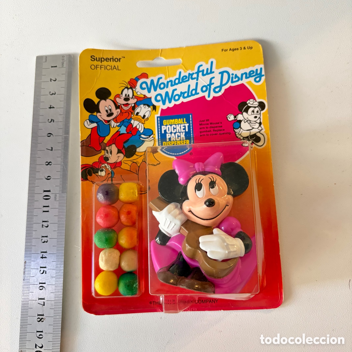 Juguetes antiguos y juegos de colecci&oacute;n: dispensador de chicles minnie mouse disney superior ref. 5025 a&ntilde;os 80 en blister original sin abrir