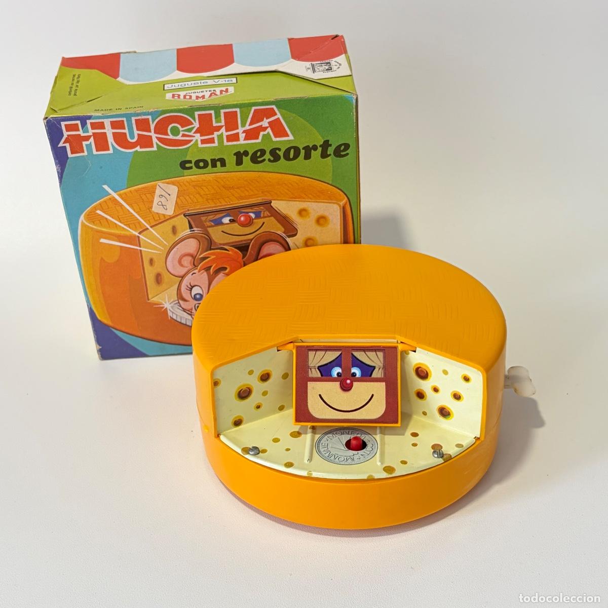 Juguetes antiguos y juegos de colecci&oacute;n: hucha mec&aacute;nica con resorte rat&oacute;n y queso juguetes Rom&aacute;n V-18 a&ntilde;os 70 con caja original