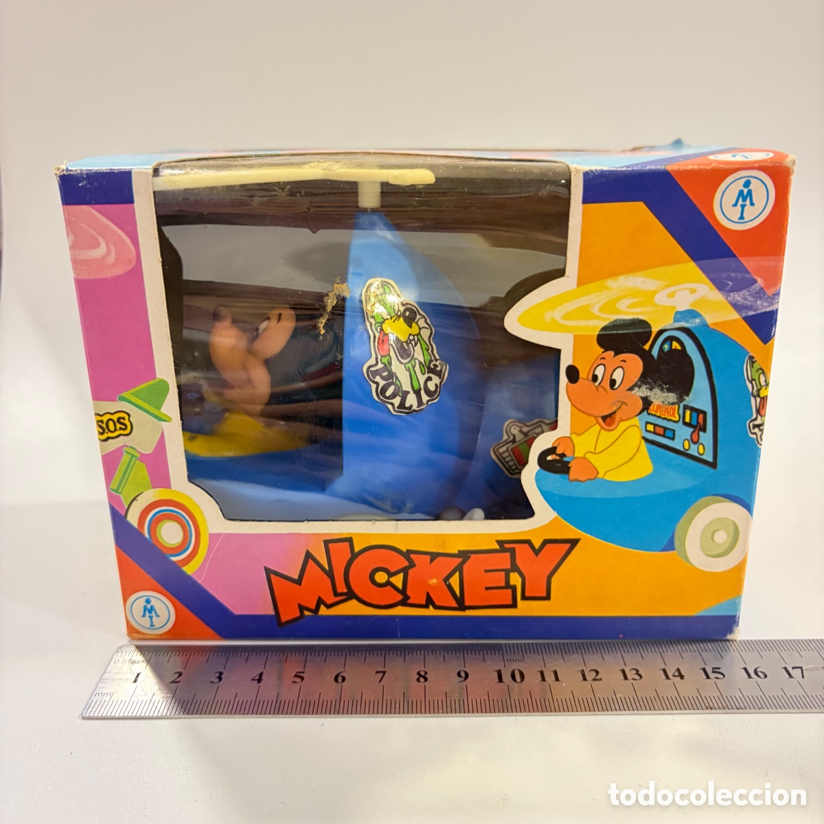 Juguetes antiguos y juegos de colecci&oacute;n: juguete helic&oacute;ptero Mickey Mouse polic&iacute;a Disney Barval Mec&aacute;nica Ibense ref. 231 con caja original