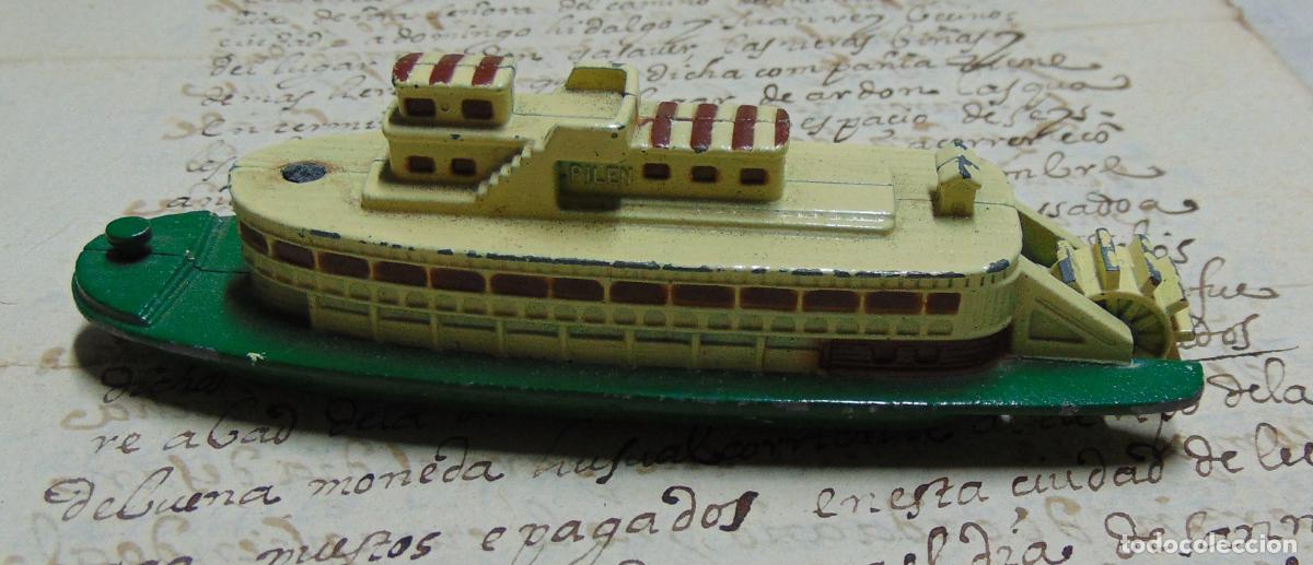 Juguetes antiguos y juegos de colecci&oacute;n: JUGUETE BARCO DE VAPOR PILEN A ESCALA EN METAL, 12,5CM DE LONGITUD