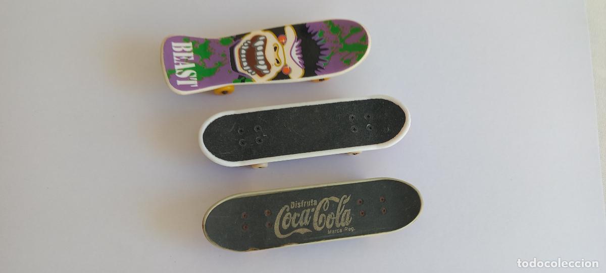 Juguetes antiguos y juegos de colecci&oacute;n: Tres mini monopatines de dedo (fingerboards). Coca cola, Beast, codigo Lyoko