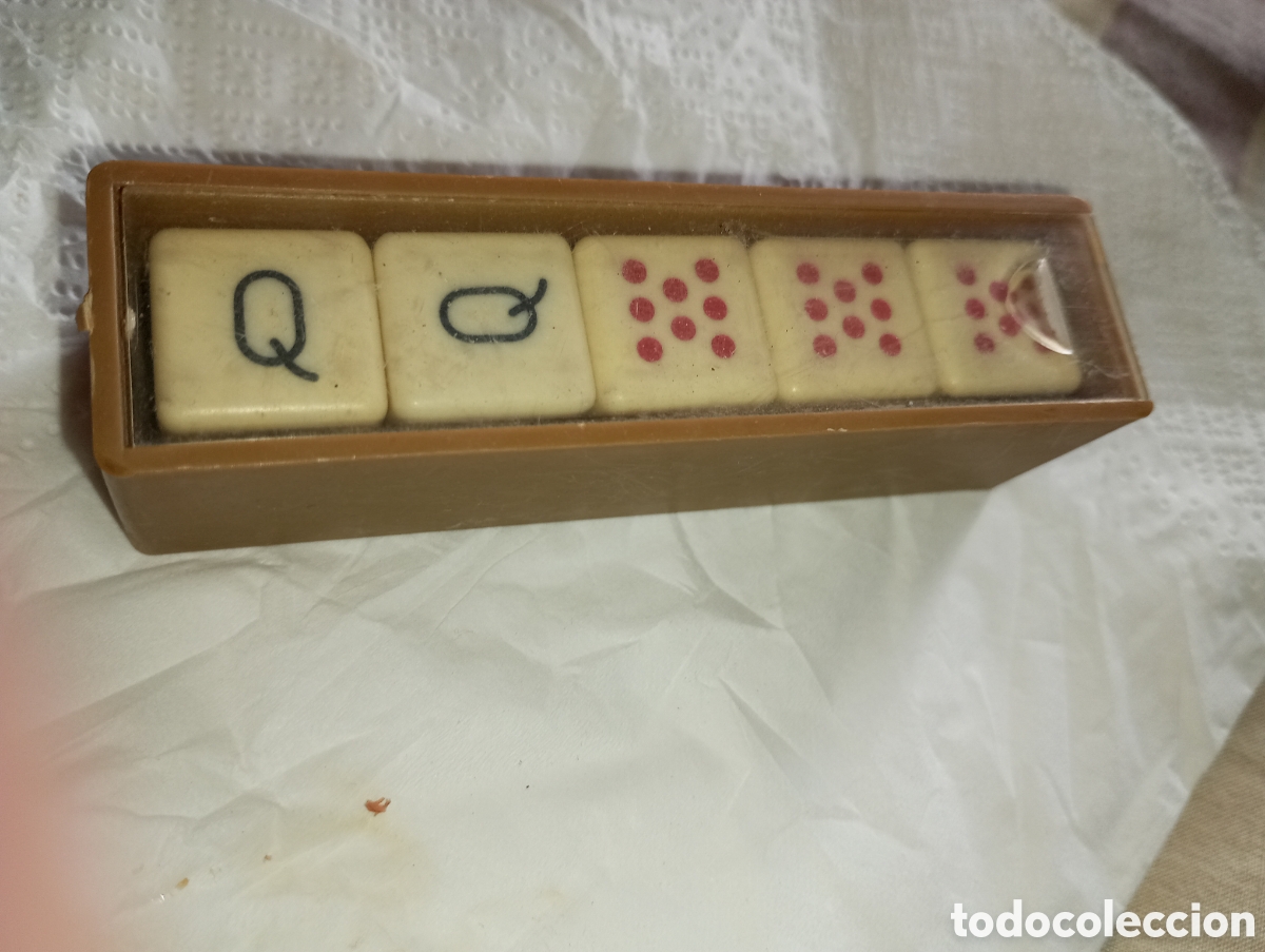 Juguetes antiguos y juegos de colecci&oacute;n: Juego de dados poker americano En su caja vintage