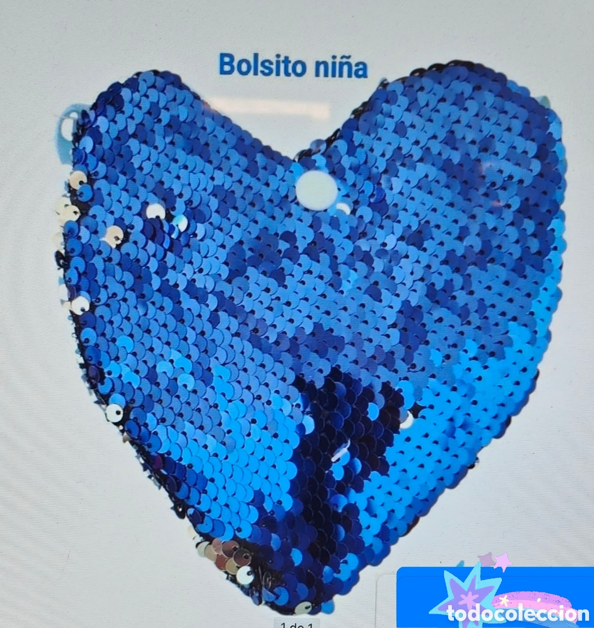 Juguetes antiguos y juegos de colecci&oacute;n: :::: AB51 - BOLSITO NI&Ntilde;A CORAZON LENTEJUELAS AZUL