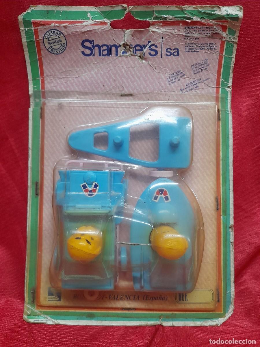 Juguetes antiguos y juegos de colecci&oacute;n: Bl&iacute;ster Vintage Shamber's S.A. Burjassot Valencia: Coche Jeep, Lancha y Remolque. Juguete Antiguo 70