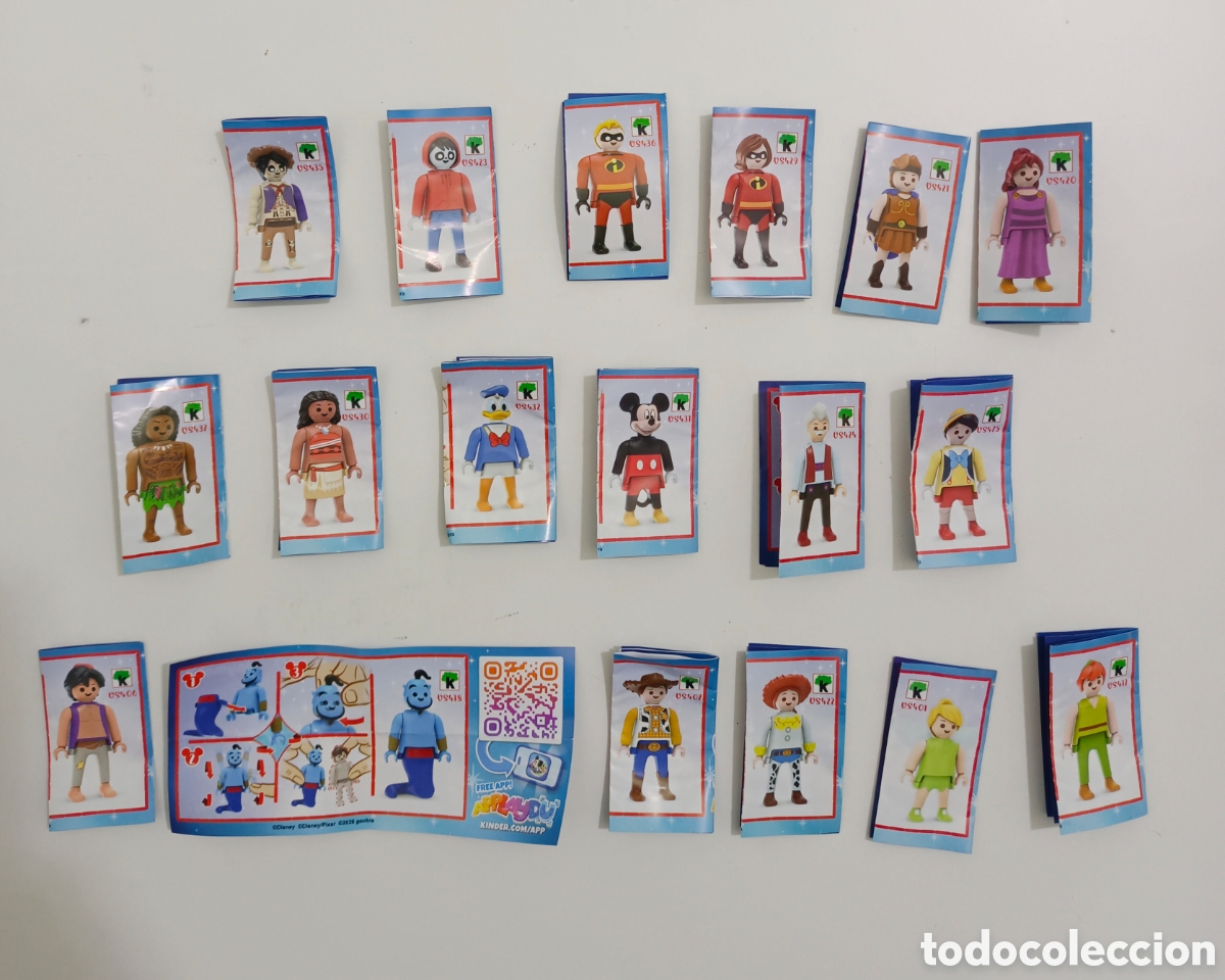 Juguetes antiguos y juegos de colecci&oacute;n: 18 Hojas descriptivas kinder disney playmobil coleccion completa