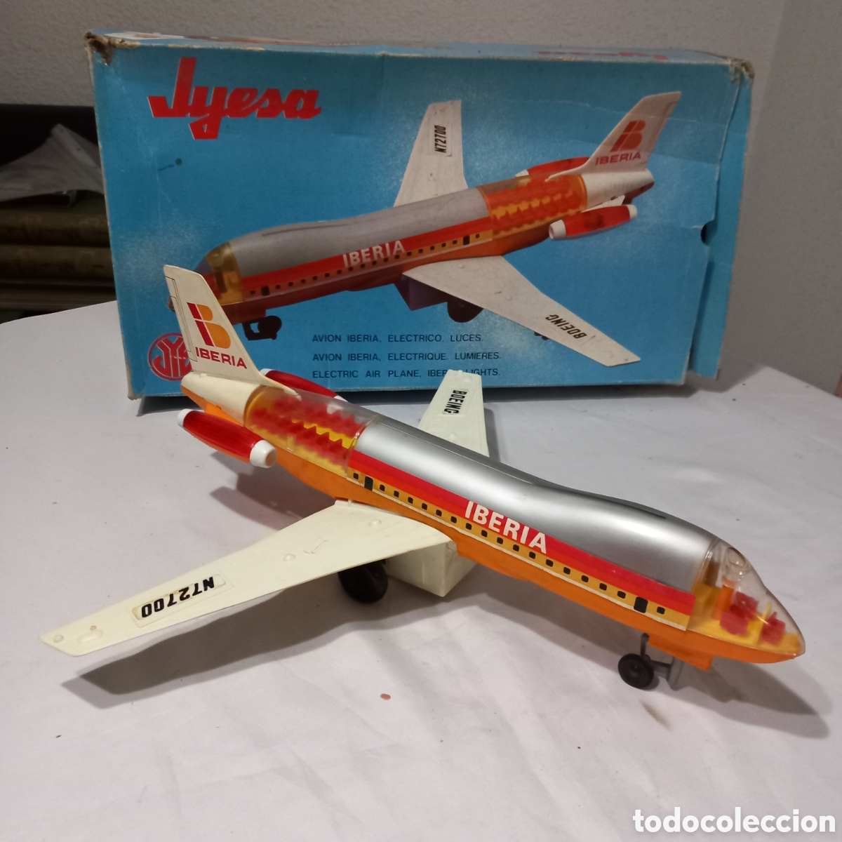 Jouets anciens Jyesa: AVION IBERIA SALVA OBSTACULOS/juguetes JYESA,en su CAJA(BUEN ESTADO ESTETICO