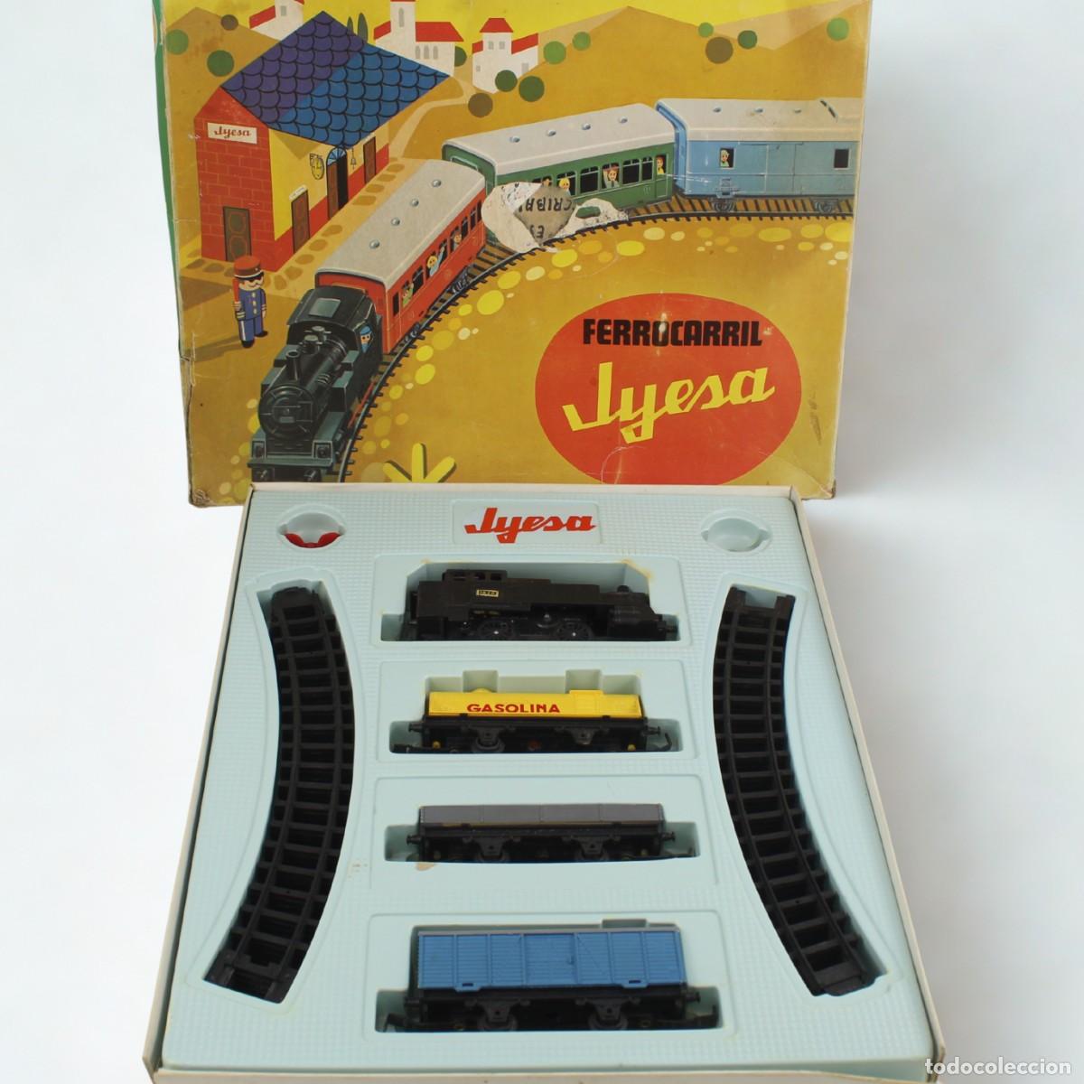 Juguetes antiguos Jyesa: Tren Ferrocarril Jyesa a Cuerda Vintage c.1970s Caja Original Completo Espa&ntilde;a