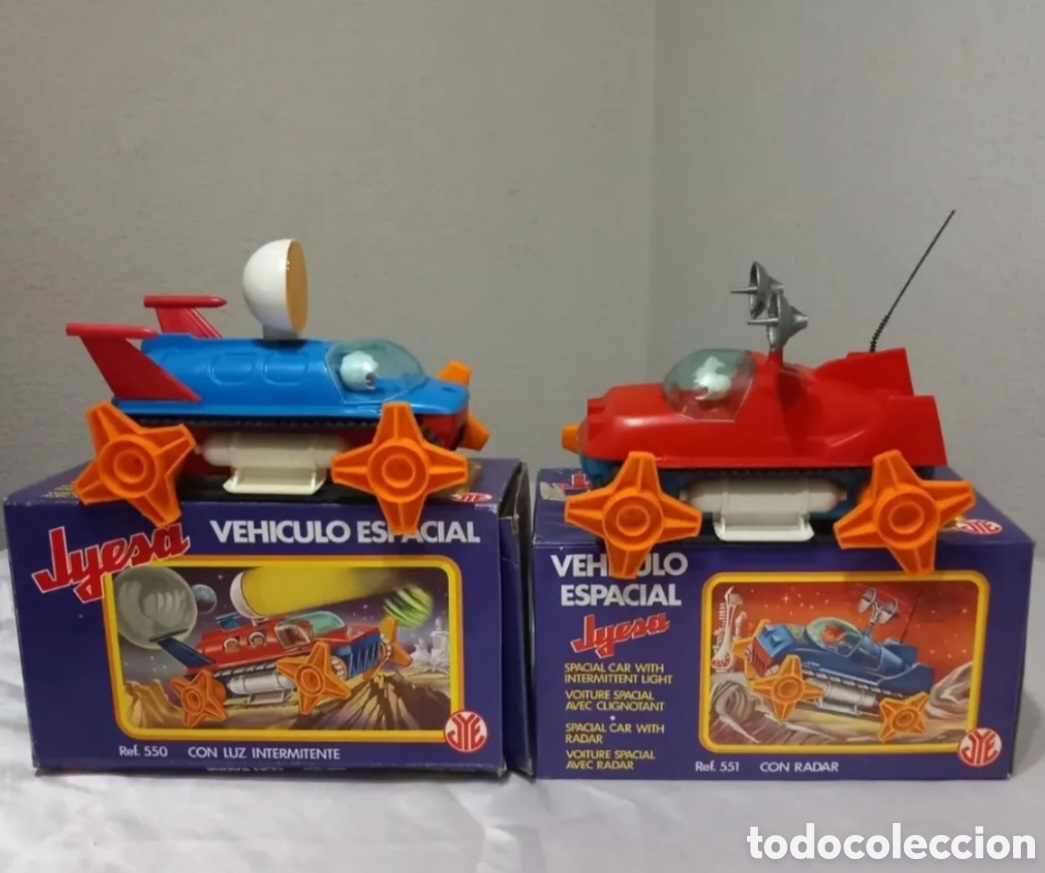 Juguetes antiguos Jyesa: 2&times;VEHICULOS ESPACIALES/JUGUETES JYESA A&Ntilde;OS 70-80's(en caja original)