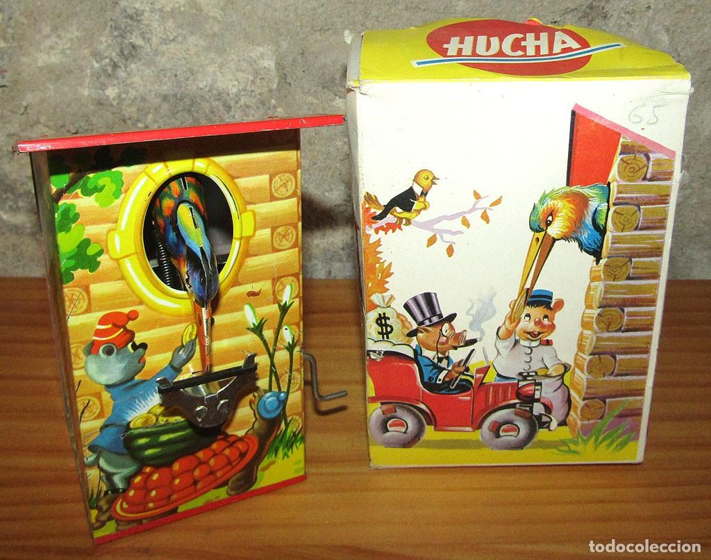 Juguetes antiguos Jyesa: ANTIGUA HUCHA PAJARO DE HOJALATA DE JYE JYESA n&deg; 316 - A&ntilde;os 60 - NUEVA, EN SU CAJA Y FUNCIONANDO