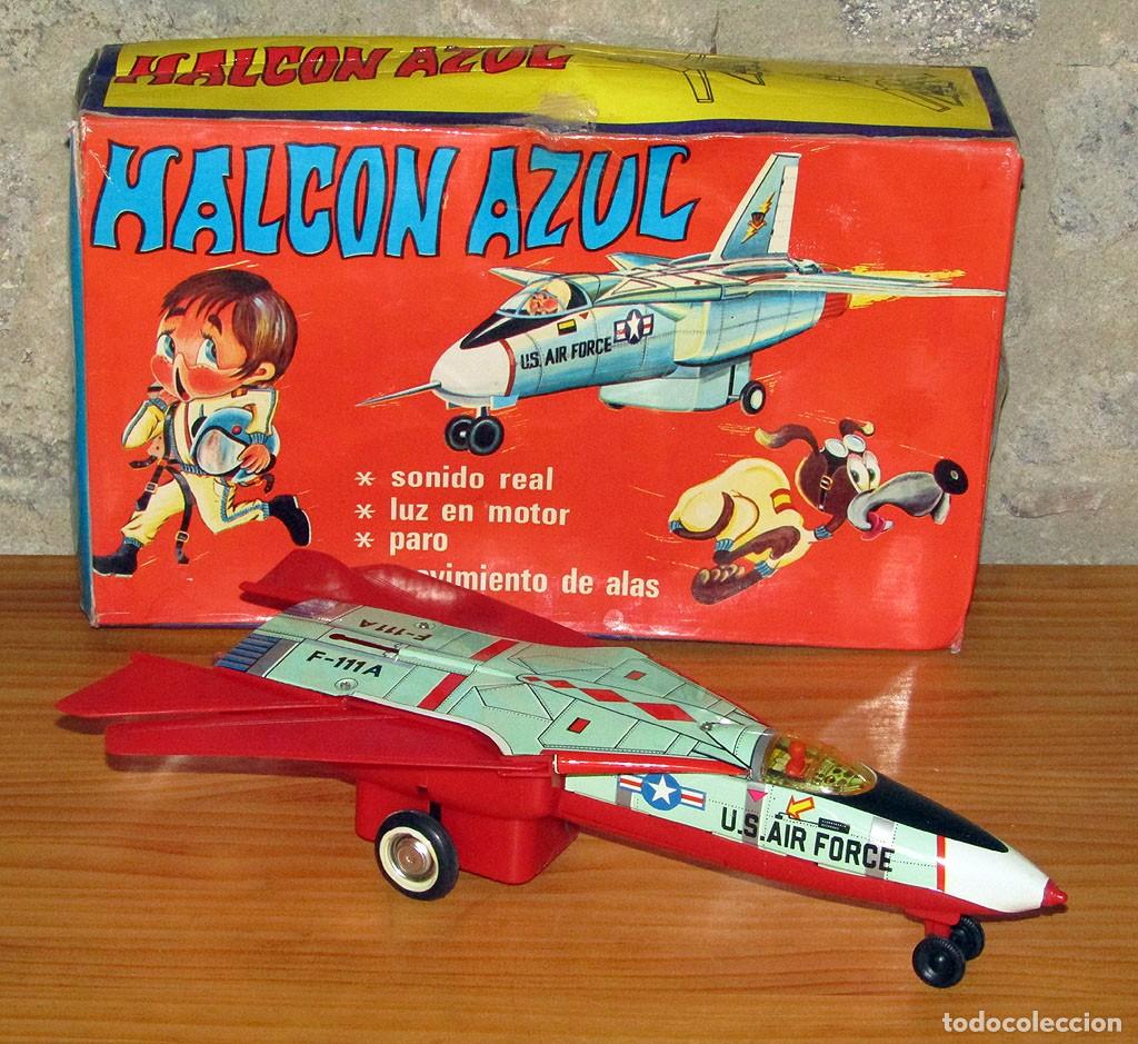 Jyesa Old Toys: ANTIGUO AVI&Oacute;N HALC&Oacute;N AZUL DE JYESA - EN SU CAJA ORIGINAL - FUNCIONANDO