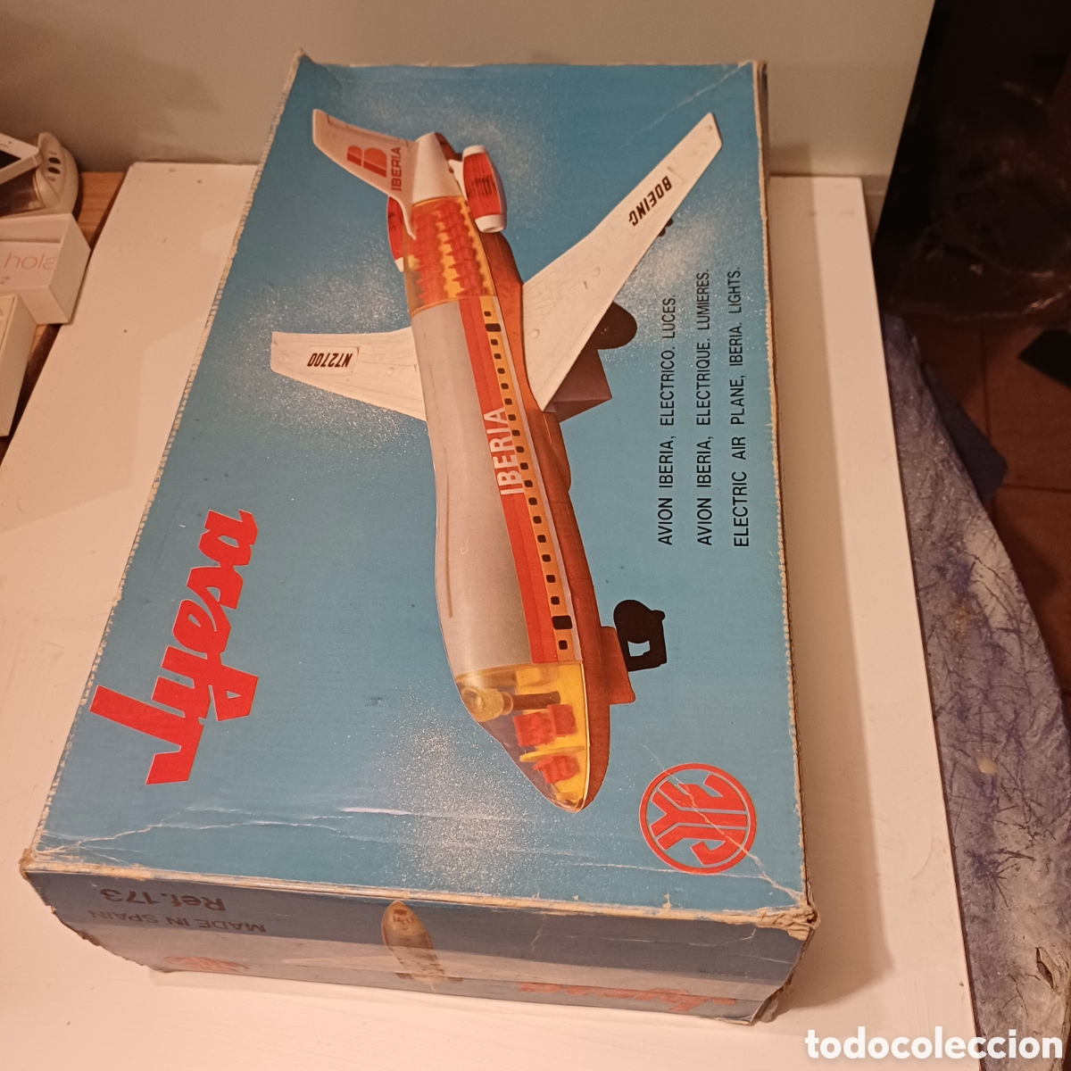 Brinquedos antigos Jyesa: Avion juguete a&ntilde;os 70 jyesa Boeing 727 longitud 43 envergadura 39 ref. 173 con luces