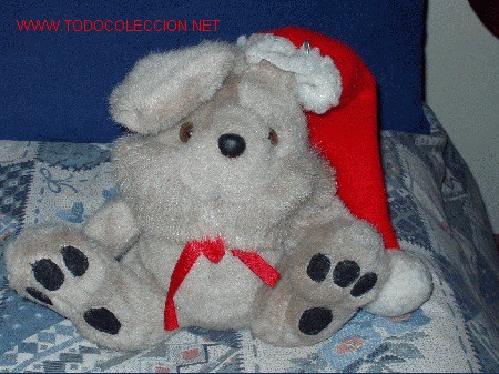 Juguetes antiguos: CONEJITO CON GORRO DE NAVIDAD - Foto 1
