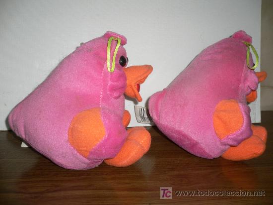 Juguetes antiguos: 2 PELUCHES POLLITOS ROSA - Foto 2