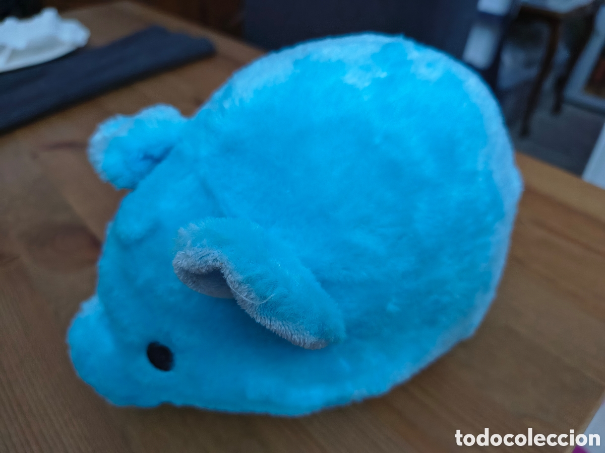 Juguetes antiguos: Peluche de cerdo azul - Foto 2