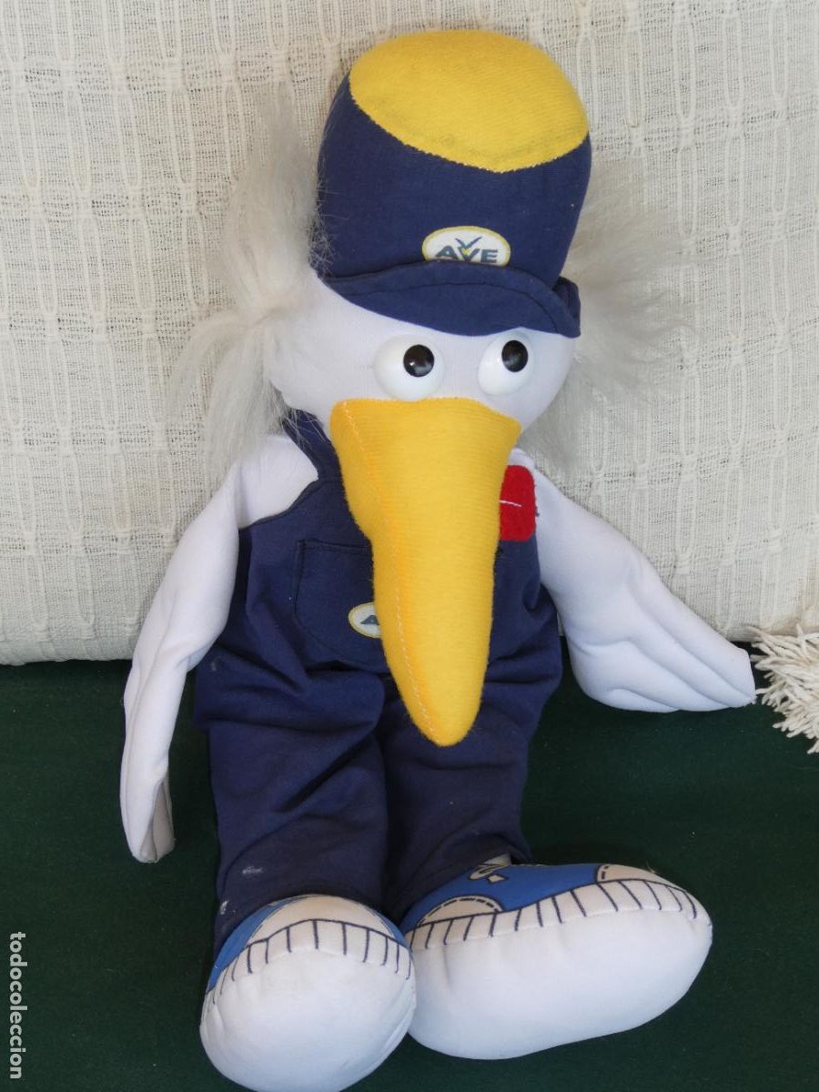 Juguetes Antiguos: PELUCHE MU&Ntilde;ECO FERROVIARIO. MASCOTA REVISOR TRENES FERROCARRILES AVE RENFE ALTA VELOCIDAD 36CM 120GR