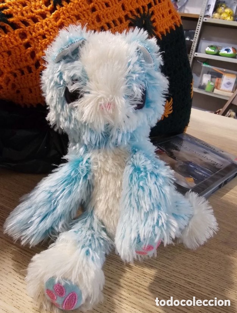 Juguetes antiguos: Peluche usado celeste y blanco - Foto 2