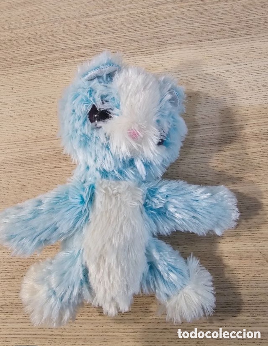 Juguetes antiguos: Peluche usado celeste y blanco - Foto 3