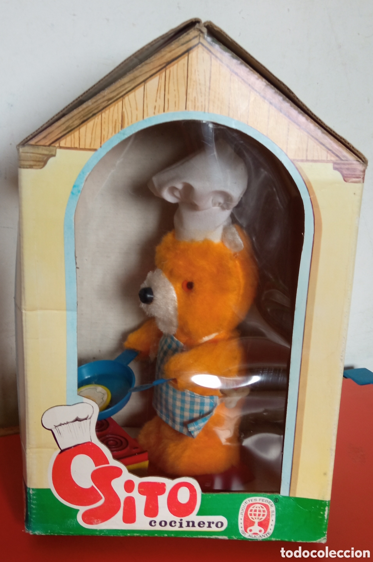 Juguetes Antiguos: OSITO COCINERO A CUERDA RESORTE.FEBER 80'S.SIN USO,EN CAJA.