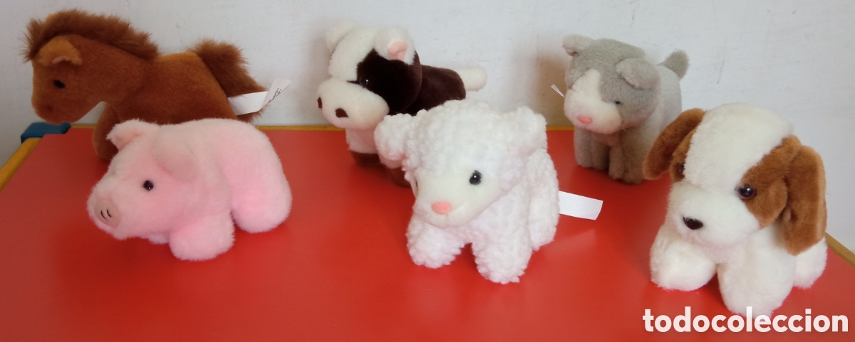 Juguetes Antiguos: LOTE DE 6 PELUCHES ANIMALES SUAVES SURTIDOS.PLAYWELL 90'S.NUEVOS.