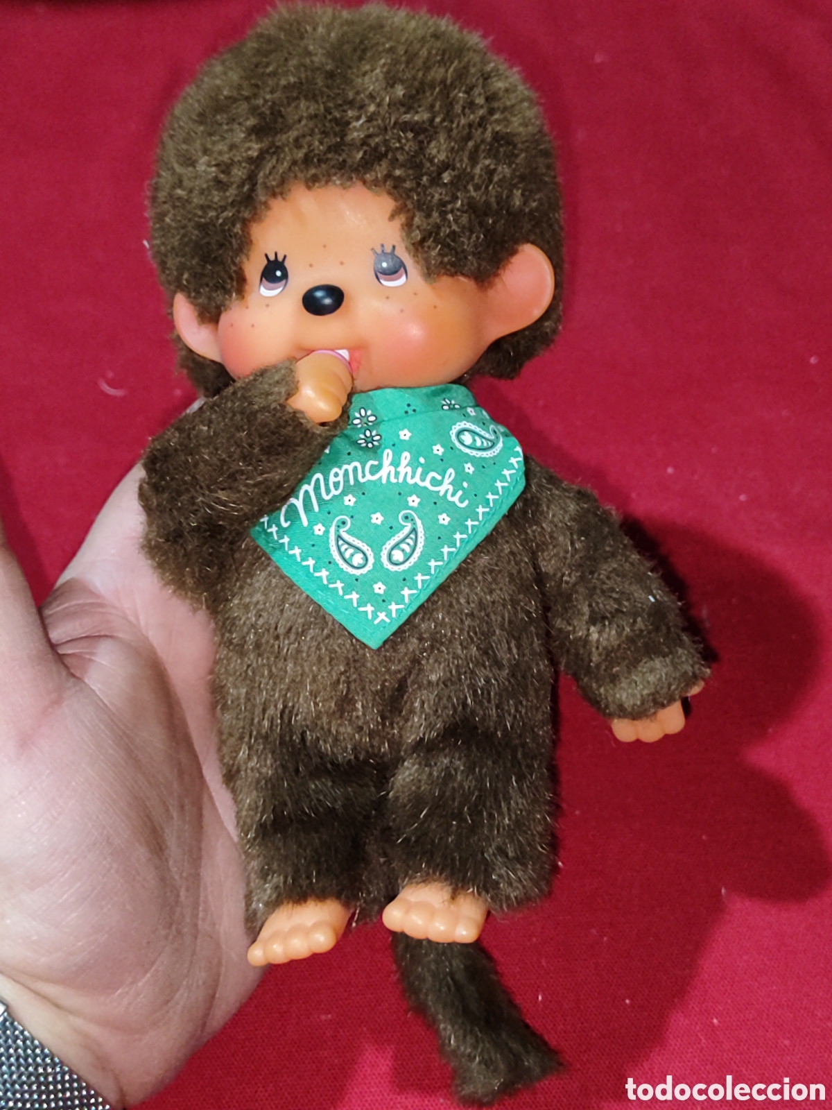 Juguetes Antiguos: Original monchhichi virkiki sekiguchi pa&ntilde;uelo verde