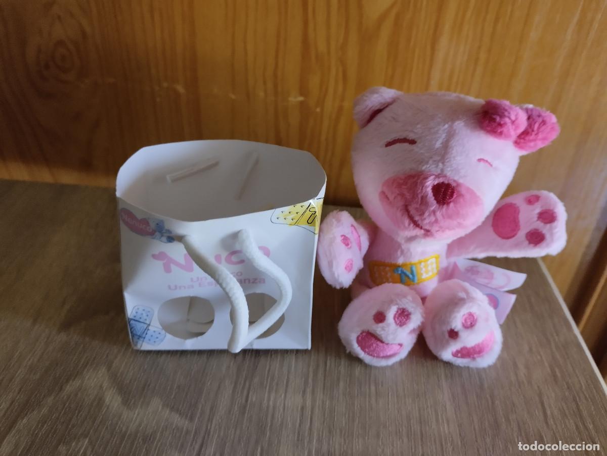 Juguetes Antiguos: osito rosa de peluche nuco de nenuco del carrefour con su bolsita
