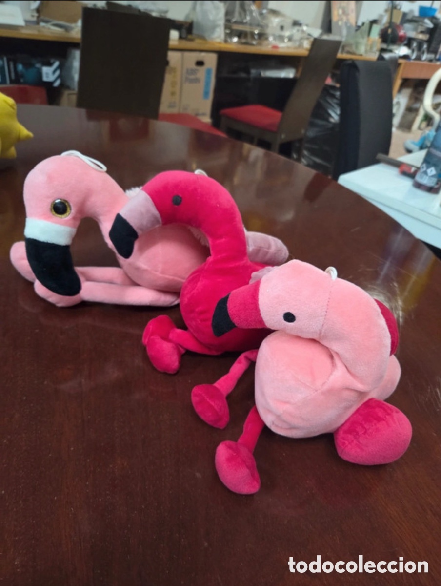 Juguetes Antiguos: Lote de tres pe, pel&iacute;canos de peluche