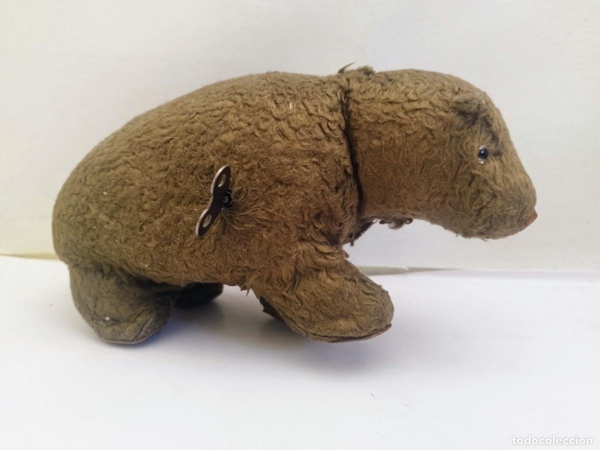 Brinquedos Antigos: Oso polar a cuerda. Aut&oacute;mata de peluche. Con la llave.