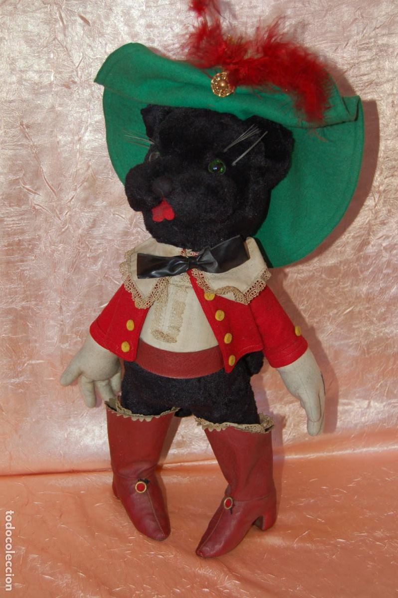 Juguetes Antiguos: peluche el gato con botas antiguo