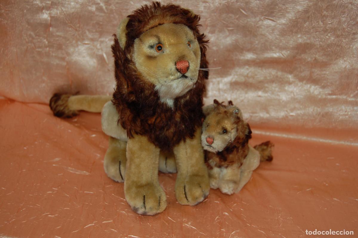 Juguetes Antiguos: pareja de leones antiguos de steiff