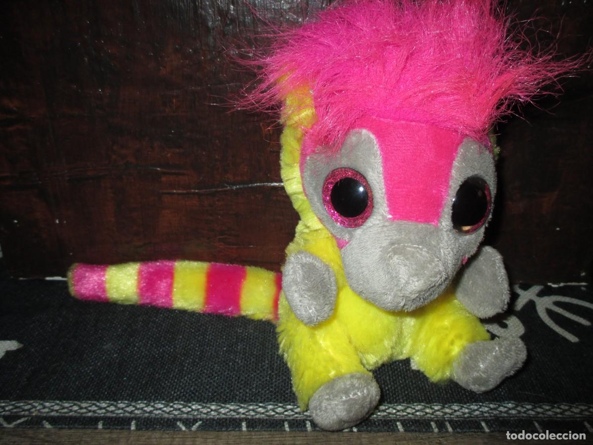 Altes Spielzeug: 524- Peluche L&eacute;mur Moonlings (Keel Toys) Ojos grandes tipo Ty - Amarillo y Rosa &iexcl;Impecable!